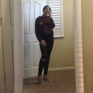 MAROON LONG SLEEVE CREWNECK FROM PINK